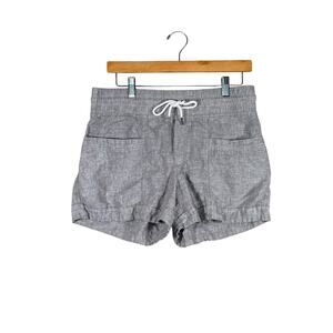 Athleta Cabo Linen 4” Shorts Gray 100% Linen Pull On Drawstring | Size 6